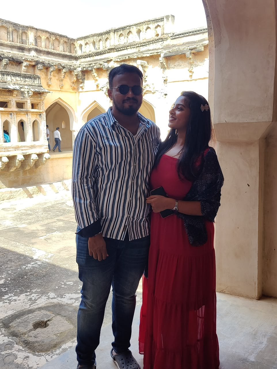 Pradeep and Ananya at the Hampi ruins