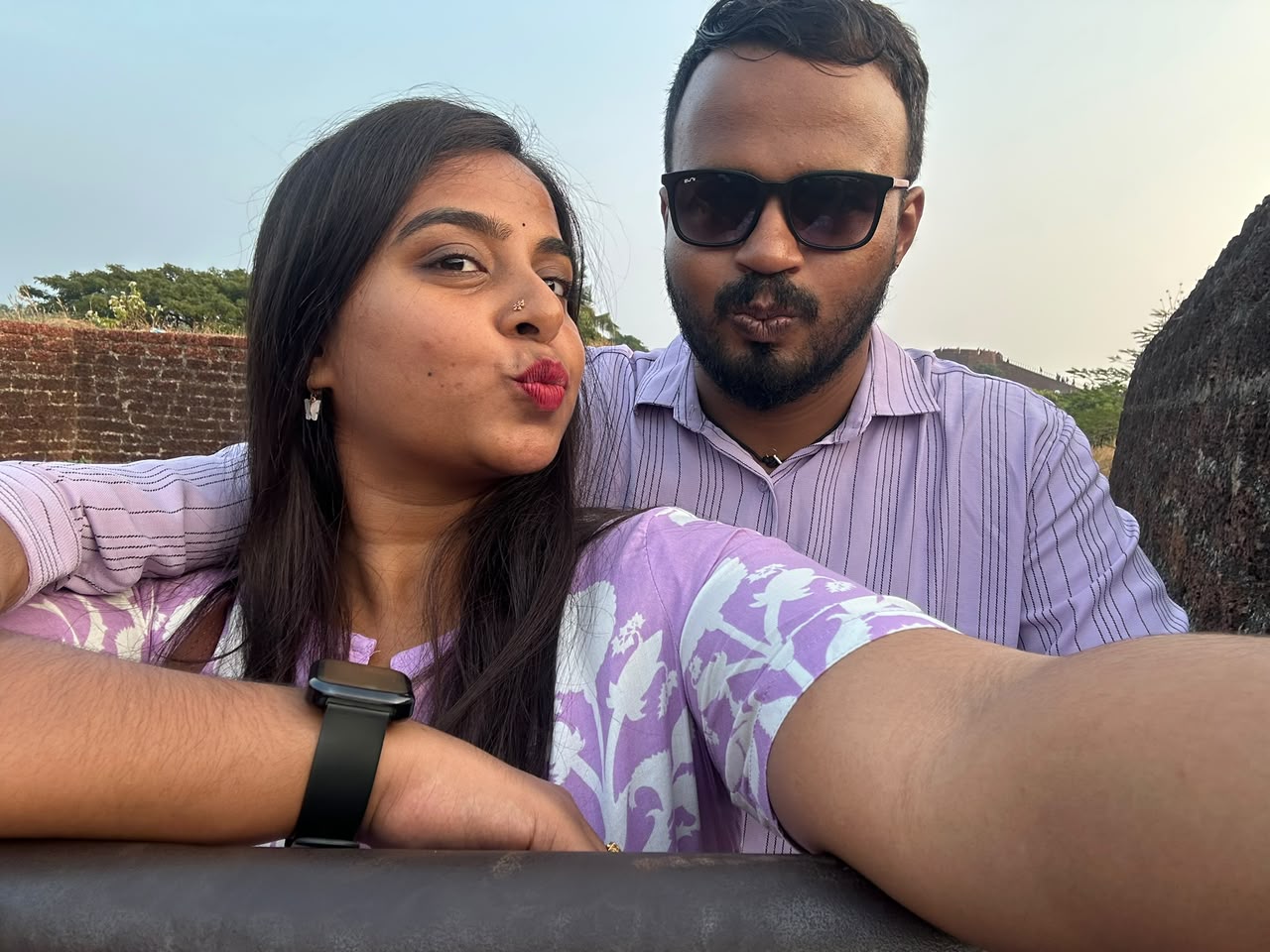 Pradeep and Ananya in matching purple